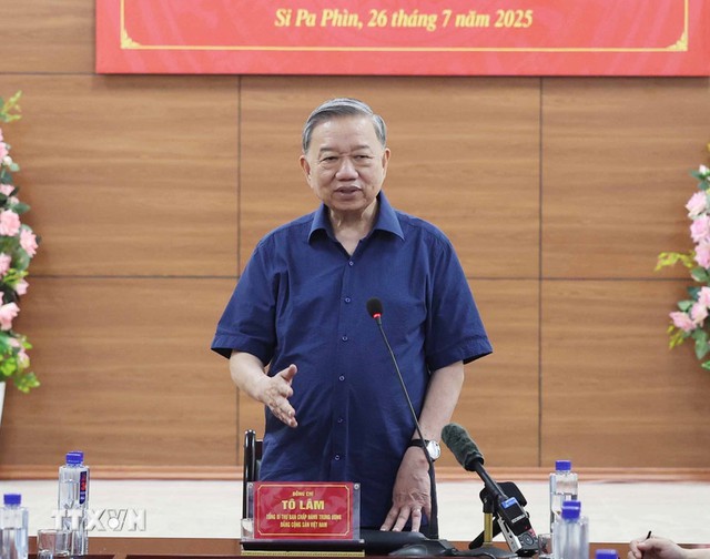 Tổng Bí thư Tô Lâm kiểm tra vận hành hoạt động hệ thống chính trị xã biên giới Si Pa Phìn- Ảnh 2.