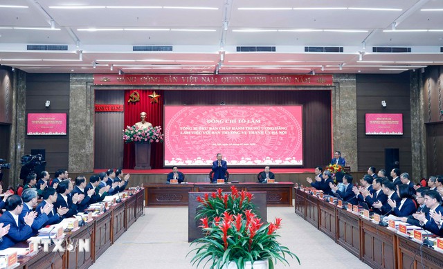 Những h&igrave;nh ảnh Tổng B&iacute; thư T&ocirc; L&acirc;m l&agrave;m việc với Ban Thường vụ Th&agrave;nh ủy H&agrave; Nội về tầm nh&igrave;n 100 năm - Ảnh 3.