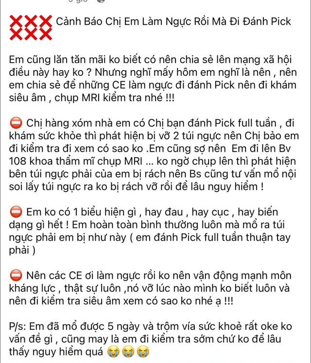 Phụ nữ đã "trùng tu" vòng 1, có được chơi Pickleball? - Ảnh 1.