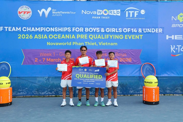Tay vợt 14 tuổi TP HCM giúp tuyển quần vợt nam vô địch giải ITF trên sân nhà - Ảnh 1.