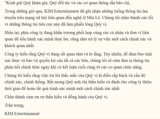 Phía Miu Lê lên tiếng về tin "bị điều tra liên quan đến ma túy ở Hải Phòng"  - Ảnh 2.