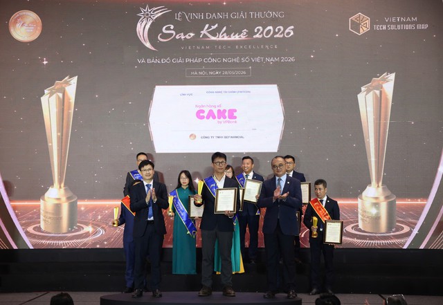 Ngân hàng số Cake được vinh danh tại Giải thưởng Sao Khuê 2026 - Ảnh 1. Ngân hàng số Cake được vinh danh tại Giải thưởng Sao Khuê 2026 - Ảnh 1.