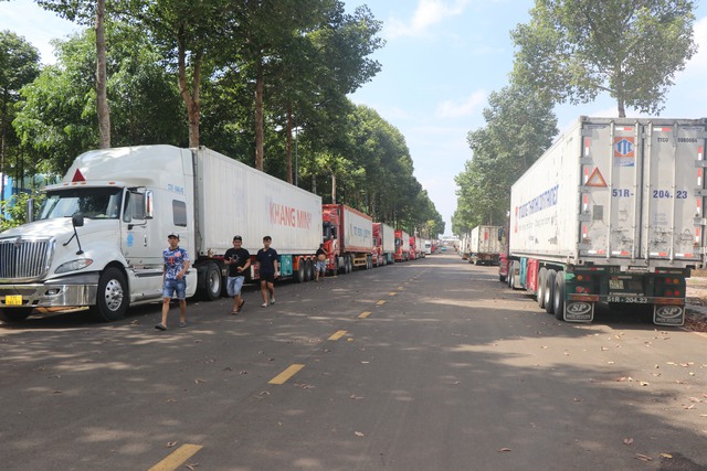 H&agrave;ng trăm xe container sầu ri&ecirc;ng đậu k&iacute;n tuyến đường ở Đồng Nai - Ảnh 1.