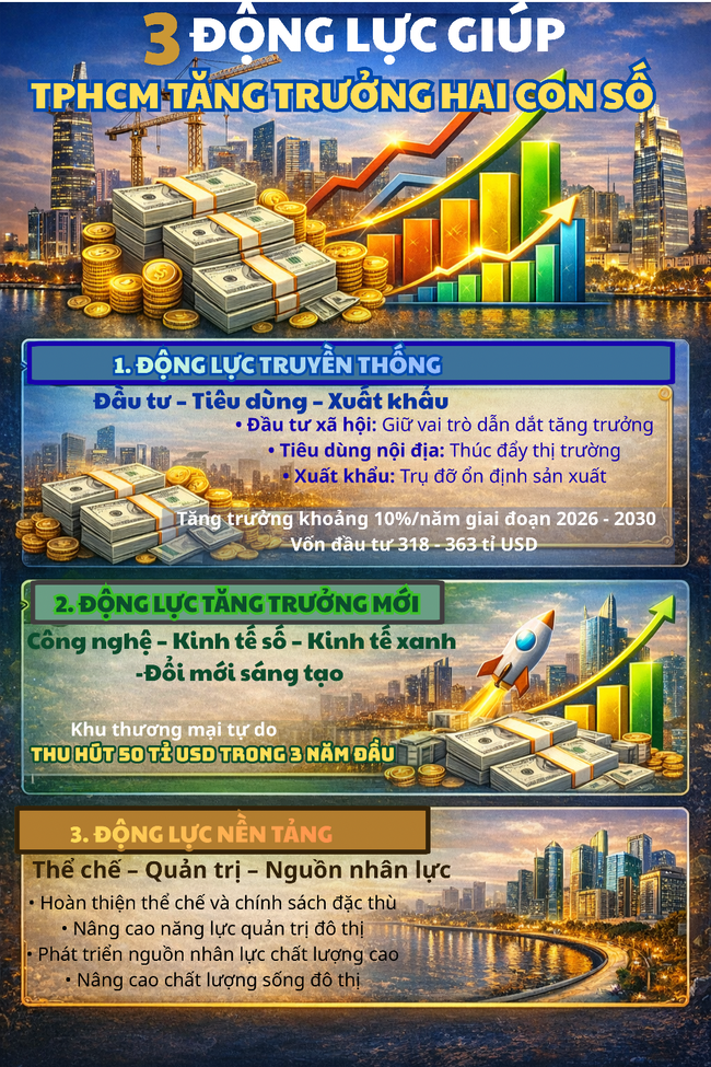 3 động lực gi&uacute;p TPHCM tăng trưởng 2 con số - Ảnh 1.