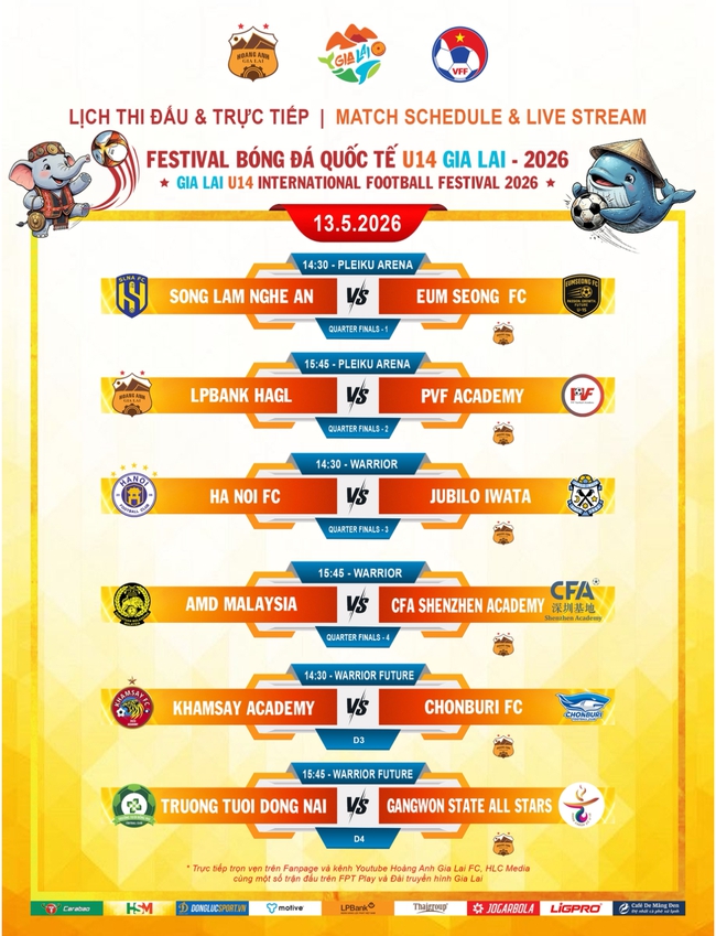 X&aacute;c định tứ kết U14 Festival b&oacute;ng đ&aacute; U14 Gia Lai 2026: 4 đại diện Việt Nam g&oacute;p mặt - Ảnh 2.