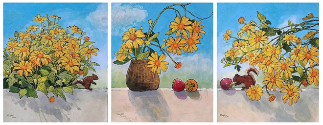 Ba nữ họa sĩ mang hoa xuống phố - Ảnh 2.