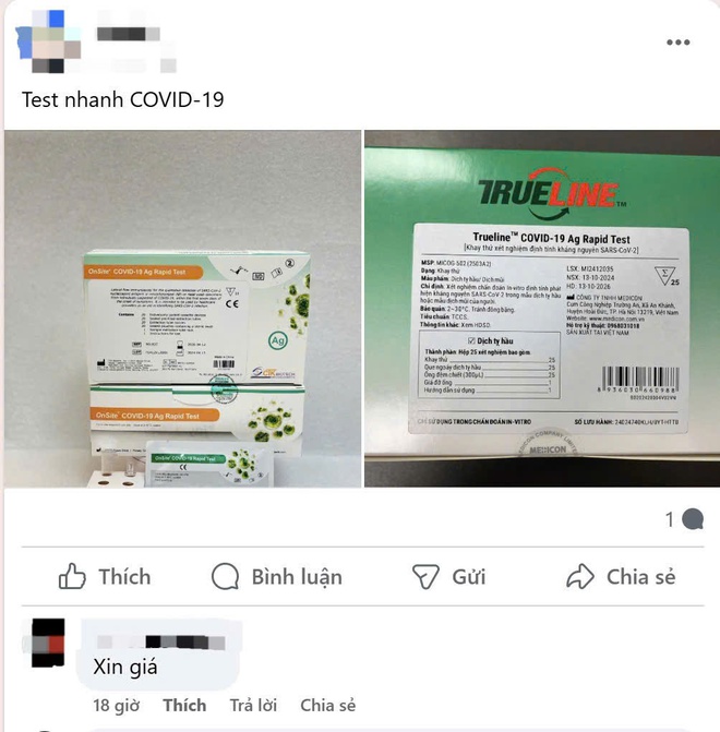 Kit test, thuốc trị COVID-19 tràn lan "chợ mạng" - Ảnh 2. Kit test, thuốc trị COVID-19 tràn lan "chợ mạng" - Ảnh 2.