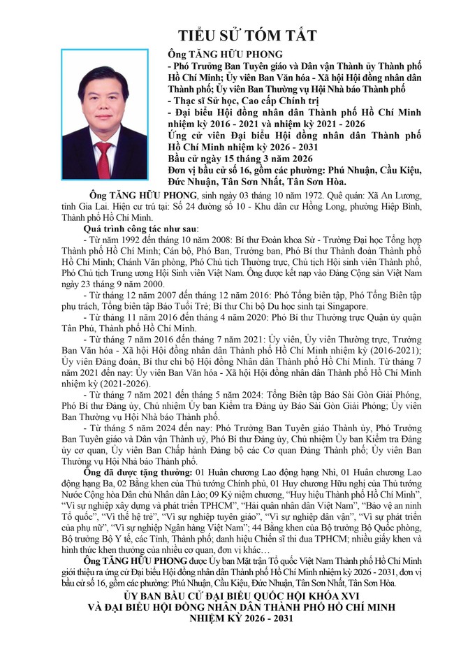 &Ocirc;ng Tăng Hữu Phong cam kết kh&ocirc;ng để c&aacute;c cử tri phiền l&ograve;ng, thất vọng - Ảnh 2.