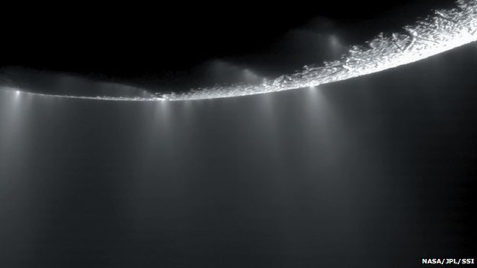  Túi nước có độ sâu lên tới từ 8 km đến 10 km ở vĩ độ 50 và trải dài quanh cực Nam của Enceladus. 