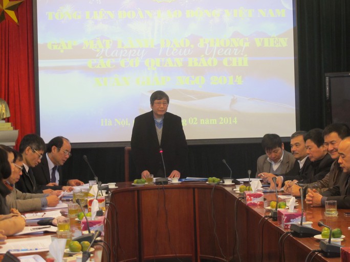 Ông Trần Thanh Hải-Phó Chủ tịch Thường trực Tổng LĐLĐ Việt Nam chủ trì buổi gặp gỡ báo chí đầu năm.
