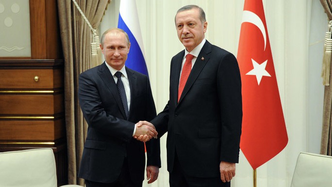 Tổng thống Nga Vladimir Putin và người đồng cấp Thổ Nhĩ Kỳ Recep Tayyip Erdogan. Ảnh: Reuters