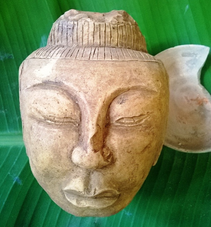 Đầu tượng người cổ bằng đất nung được phát hiện tại xã Xuân Giang, huyện Nghi Xuân (Hà Tĩnh)