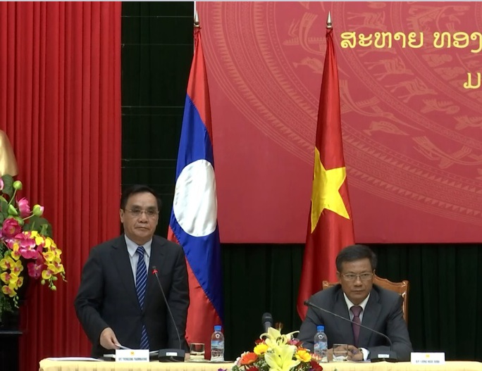 Thủ tướng Lào Thongsing Thammavong phát biểu tại buổi làm việc với tỉnh Quảng Bình