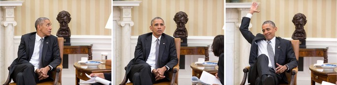 Phản ứng của ông Obama khi nghe tin Tòa án Tối cao ủng hộ Obamacare. Ảnh: Nhà Trắng