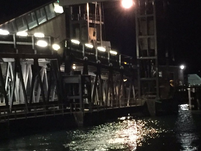 Một cây cầu kéo bị sập ở cảng Wellington. Ảnh: Twitter