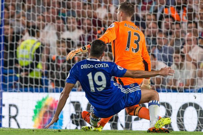 Đạp bầm chân thủ môn, Costa may mắn thoát thẻ đỏ
