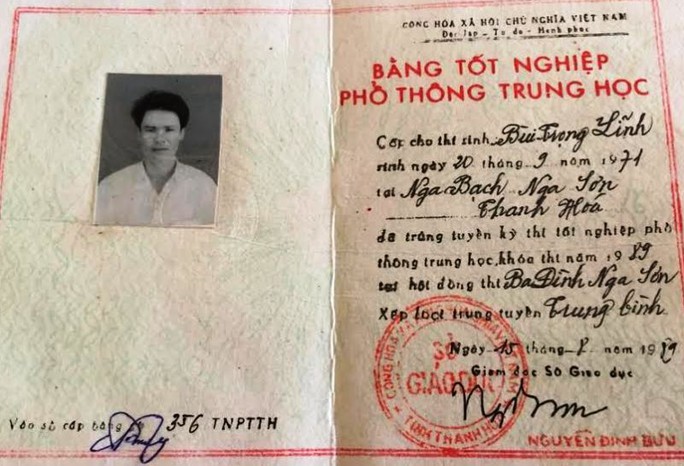 
Tấm bằng THPT của ông Bùi Trọng Lĩnh không có trong danh sách cấp bằng của Sở GD-ĐT Thanh Hóa, số vào sổ là của một người khác ở huyện Nga Sơn
