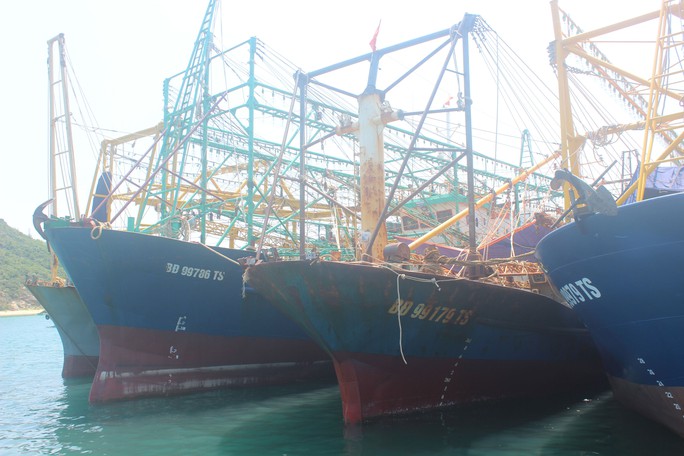 Nhiều tàu cá vỏ thép mới đang neo tại cảng cá Đề Gi chờ sửa chữa