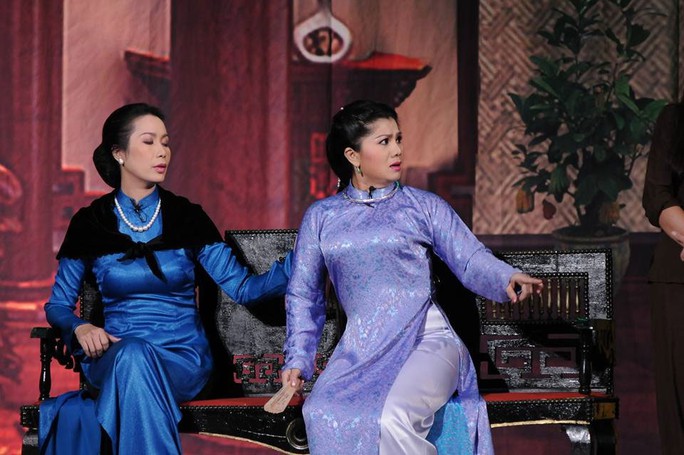 Cảnh trong vở “Chàng và thiếp” trên sân khấu Trịnh Kim Chi