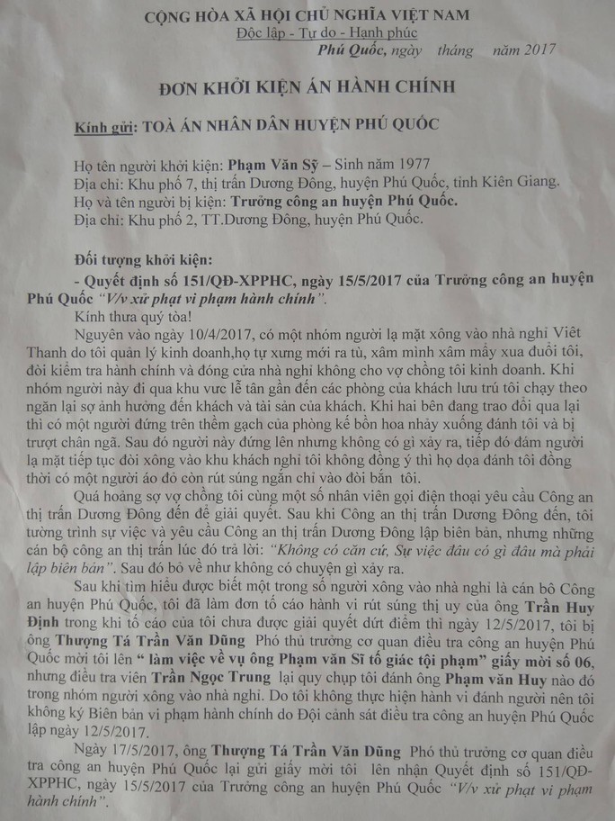 Chủ nhà nghỉ thắng kiện Trưởng Công an Phú Quốc - Ảnh 2.