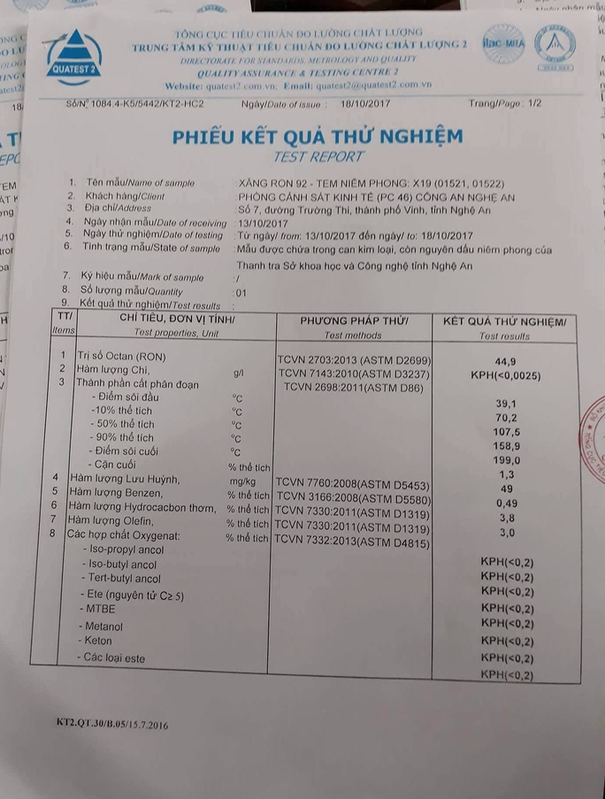 Gian lận xăng dầu ở Nghệ An: Xăng nguyên chất chưa đến 50% - Ảnh 2.