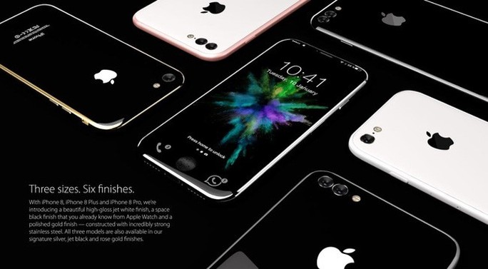 iPhone 8 với ý tưởng khung kim loại bọc kính, màn hình cong với nhiều phiên bản khác nhau. Ảnh: Handy Abovergleich.​