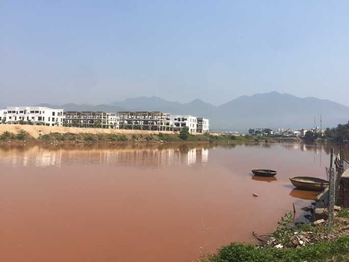 
Sông Cu Đê, đoạn chảy qua phường Hòa Hiệp Nam, bỗng dưng đổi thành một màu vàng đục ngầu
