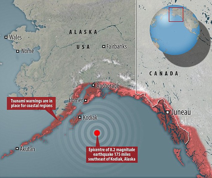 Mỹ cảnh báo sóng thần vì động đất cường độ 8,2 - Ảnh 1.