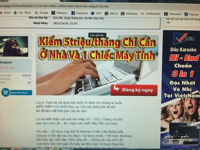 Cảnh giác “bẫy” việc làm ảo trên mạng xã hội - Ảnh 1.