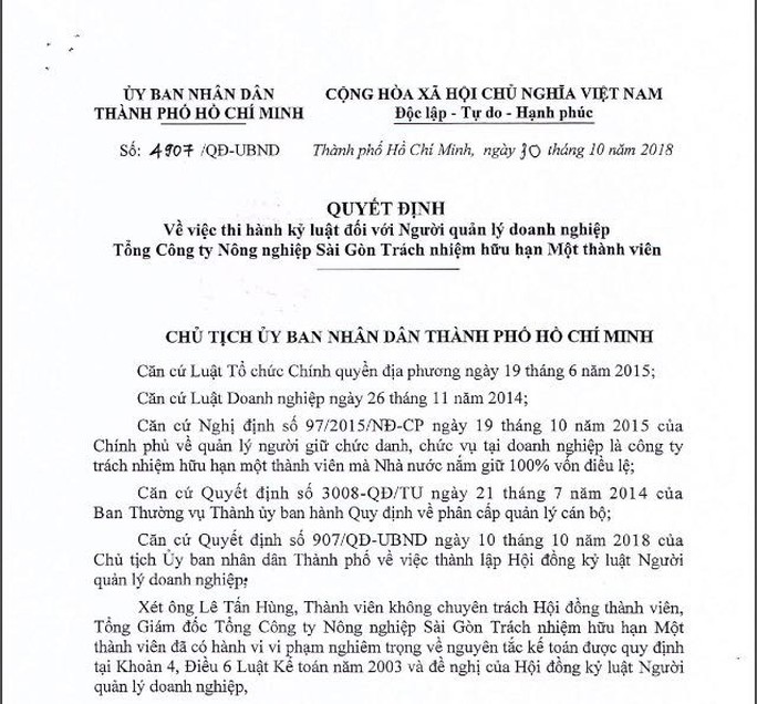 TP HCM: Tăng mức kỷ luật ông Lê Tấn Hùng - Ảnh 1.
