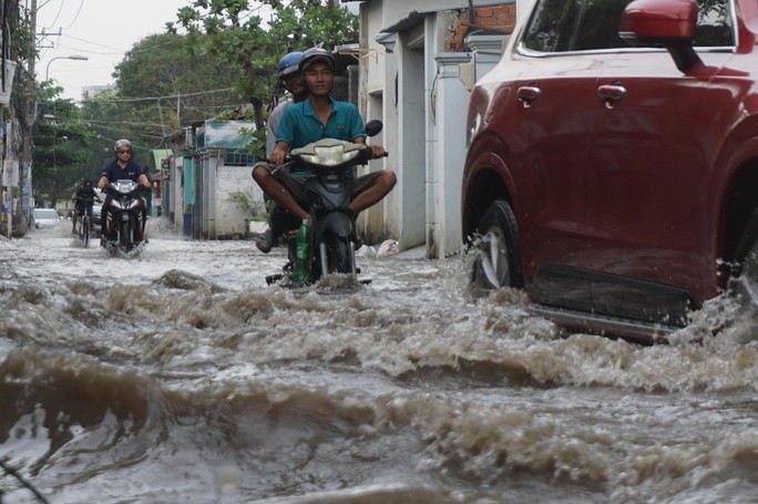 Nước cuồn cuộn ở khu nhà giàu Thảo Điền trong đỉnh triều dâng - Ảnh 7. Nước cuồn cuộn ở khu nhà giàu Thảo Điền trong đỉnh triều dâng - Ảnh 7.