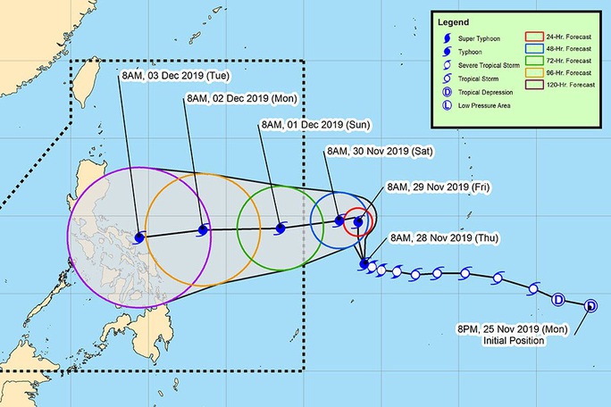 SEA Games 30: Bão hướng vào Philippines có khả năng thành siêu bão - Ảnh 1.