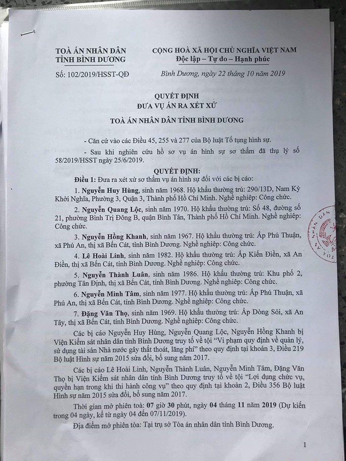 Nguyên Bí thư thị xã Bến Cát có 2 luật sư bào chữa - Ảnh 1. Nguyên Bí thư thị xã Bến Cát có 2 luật sư bào chữa - Ảnh 1.