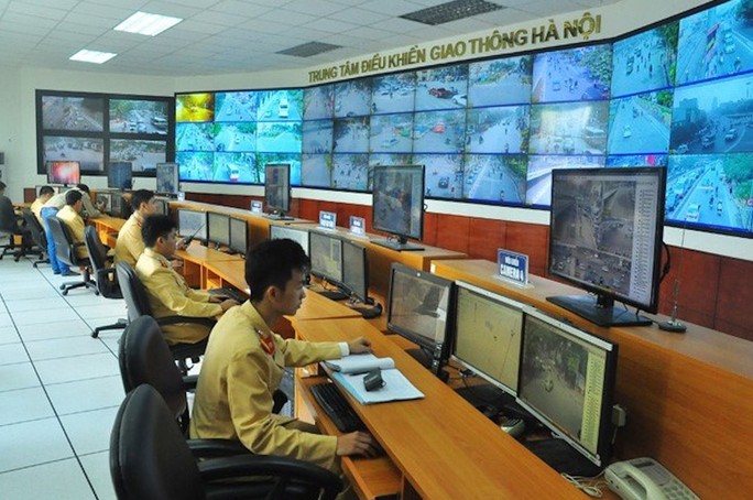 Trung tâm Giao thông và Điều khiển đèn tín hiệu giao thông thuộc Phòng CSGT TP Hà Nội Ảnh: Thành An