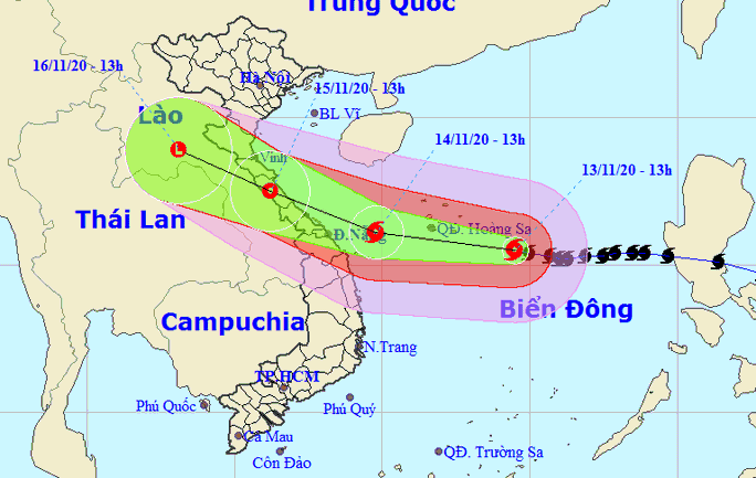 Bão số 13 hướng vào Hà Tĩnh đến Thừa Thiên - Huế, gây mưa lớn tới 350 mm - Ảnh 1.