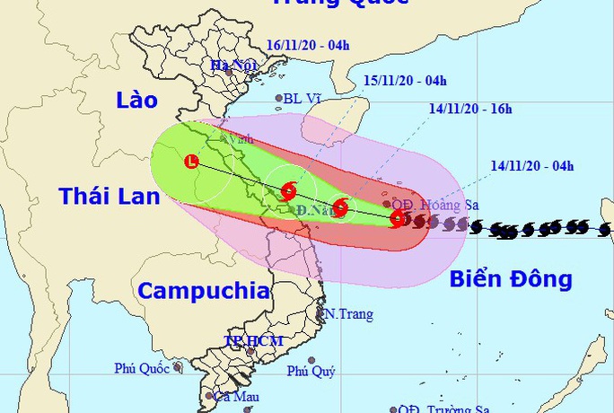 Bão số 13 mạnh thêm, giật cấp 17, hướng vào từ Hà Tĩnh-Quảng Nam - Ảnh 1.