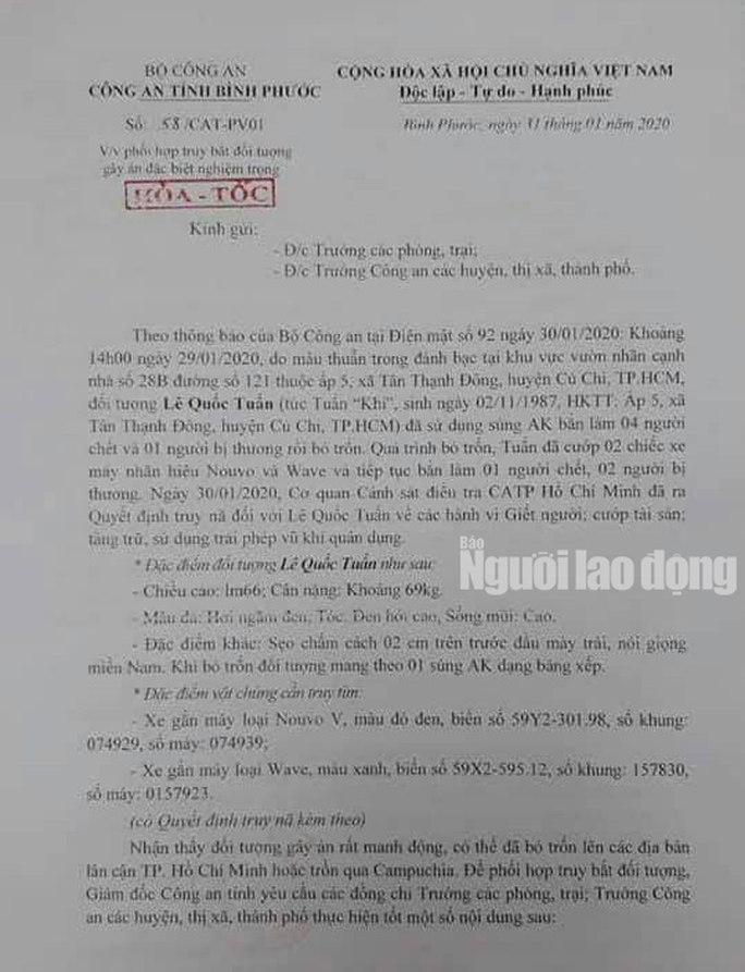 Công an Bình Phước phối hợp bắt kẻ bắn chết 5 người ở Củ Chi, phòng trốn sang Campuchia - Ảnh 1. Công an Bình Phước phối hợp bắt kẻ bắn chết 5 người ở Củ Chi, phòng trốn sang Campuchia - Ảnh 1.