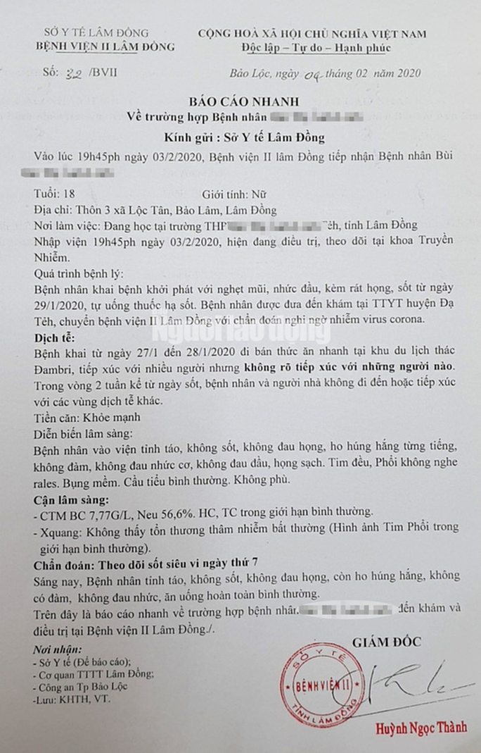 Báo cáo nhanh vụ học sinh Lâm Đồng bị sốt sau khi tiếp xúc với 3 người Trung Quốc - Ảnh 1. Báo cáo nhanh vụ học sinh Lâm Đồng bị sốt sau khi tiếp xúc với 3 người Trung Quốc - Ảnh 1.