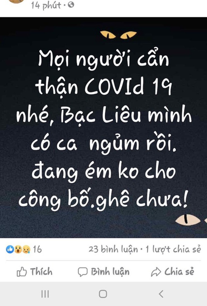 Tung tin “Bạc Liêu có ca ngủm” vì Covid-19, nam thanh niên bị xử lý - Ảnh 2. Tung tin “Bạc Liêu có ca ngủm” vì Covid-19, nam thanh niên bị xử lý - Ảnh 2.