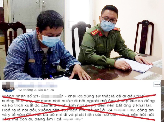 Triệu tập thanh niên hoang tin bệnh nhân Covid-19 số 21 có bồ nhí, con riêng - Ảnh 1. Triệu tập thanh niên hoang tin bệnh nhân Covid-19 số 21 có bồ nhí, con riêng - Ảnh 1.