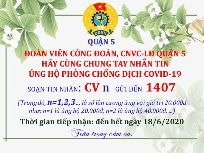 Vận động CNVC-LĐ nhắn tin ủng hộ phòng chống dịch bệnh Covid-19 - Ảnh 1. Vận động CNVC-LĐ nhắn tin ủng hộ phòng chống dịch bệnh Covid-19 - Ảnh 1.