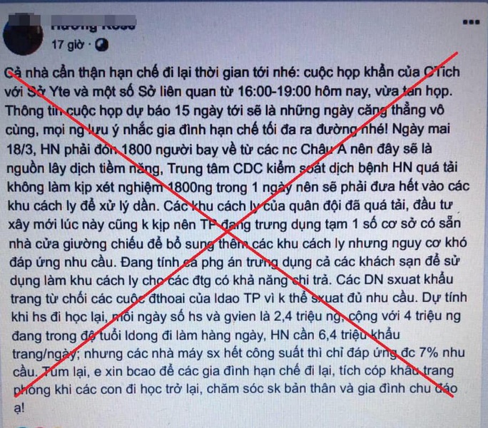 Triệu tập, xử lý 2 kẻ tung tin Hà Nội sắp vỡ trận vì Covid-19 - Ảnh 1. Triệu tập, xử lý 2 kẻ tung tin Hà Nội sắp vỡ trận vì Covid-19 - Ảnh 1.
