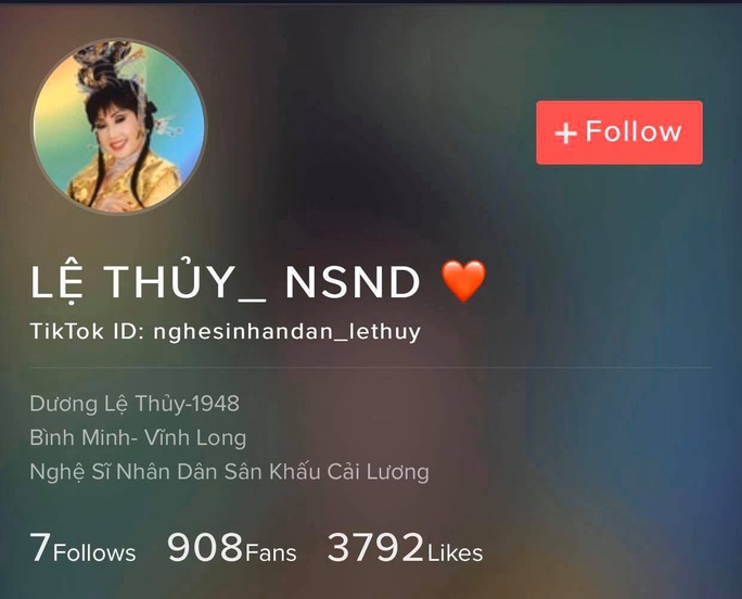 NSND Lệ Thủy bị mạo danh trên Tiktok - Ảnh 1.