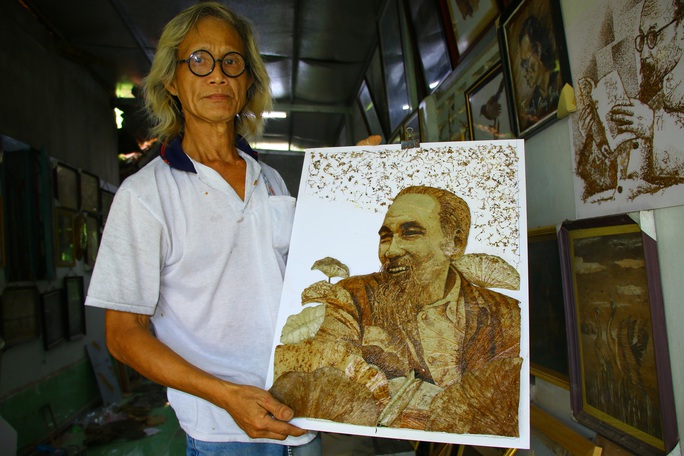 Nghệ nhân Đồng Tháp tiết lộ bí quyết sáng tác tranh Bác Hồ từ lá sen - Ảnh 5.