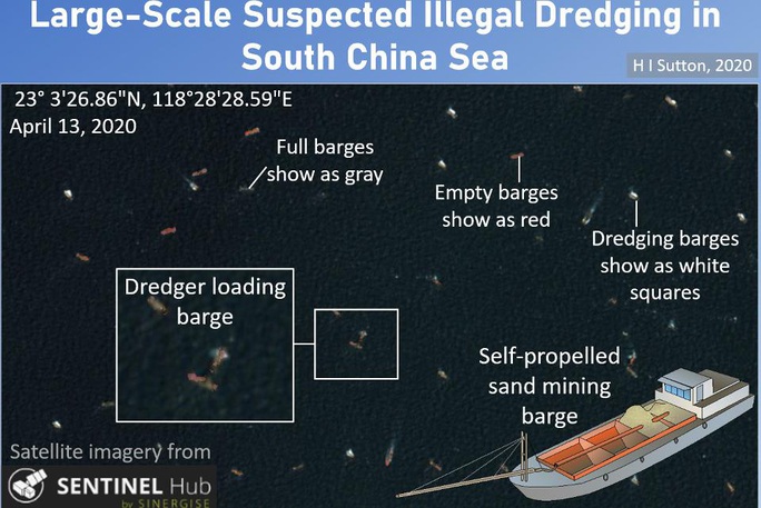 Ảnh vệ tinh: Tàu Trung Quốc nạo vét cát biển Đông với quy mô không tưởng - Ảnh 1.