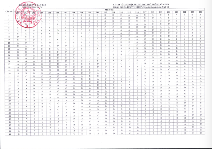 Bộ GD-ĐT công bố đáp án chính thức đề thi tốt nghiệp THPT 2020 - Ảnh 12.