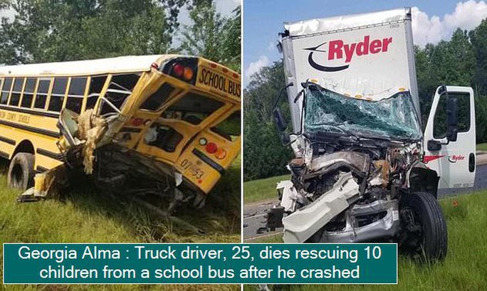 Mỹ: Tài xế xe tải tử vong sau khi lao lên xe buýt cứu người - Ảnh 1.