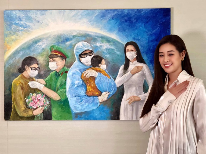 Hoa hậu Khánh Vân đấu giá tranh ủng hộ quỹ phòng chống Covid-19 - Ảnh 3.