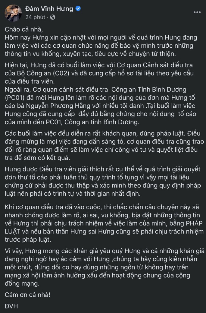 Đàm Vĩnh Hưng tiết lộ thông tin mới vụ tố cáo bà Nguyễn Phương Hằng vu khống - Ảnh 2. Đàm Vĩnh Hưng tiết lộ thông tin mới vụ tố cáo bà Nguyễn Phương Hằng vu khống - Ảnh 2.
