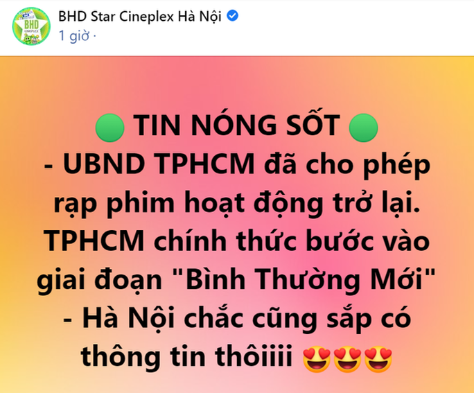 Rạp phim tại TP HCM mở cửa trở lại từ ngày 19-11 - Ảnh 1.